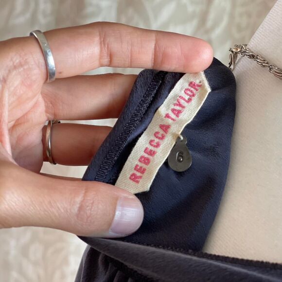 NWOT Rebecca Taylor 100%‎ Silk Gray Boho Mini Dress with Tassel Detail Size 6 - Picture 6 of 8